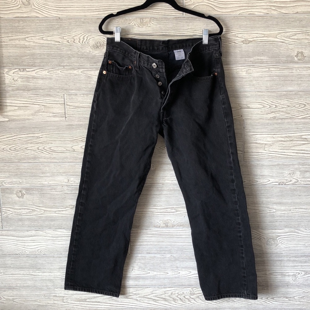 Vintage 90’s black button fly Levi Strauss 501 jeans